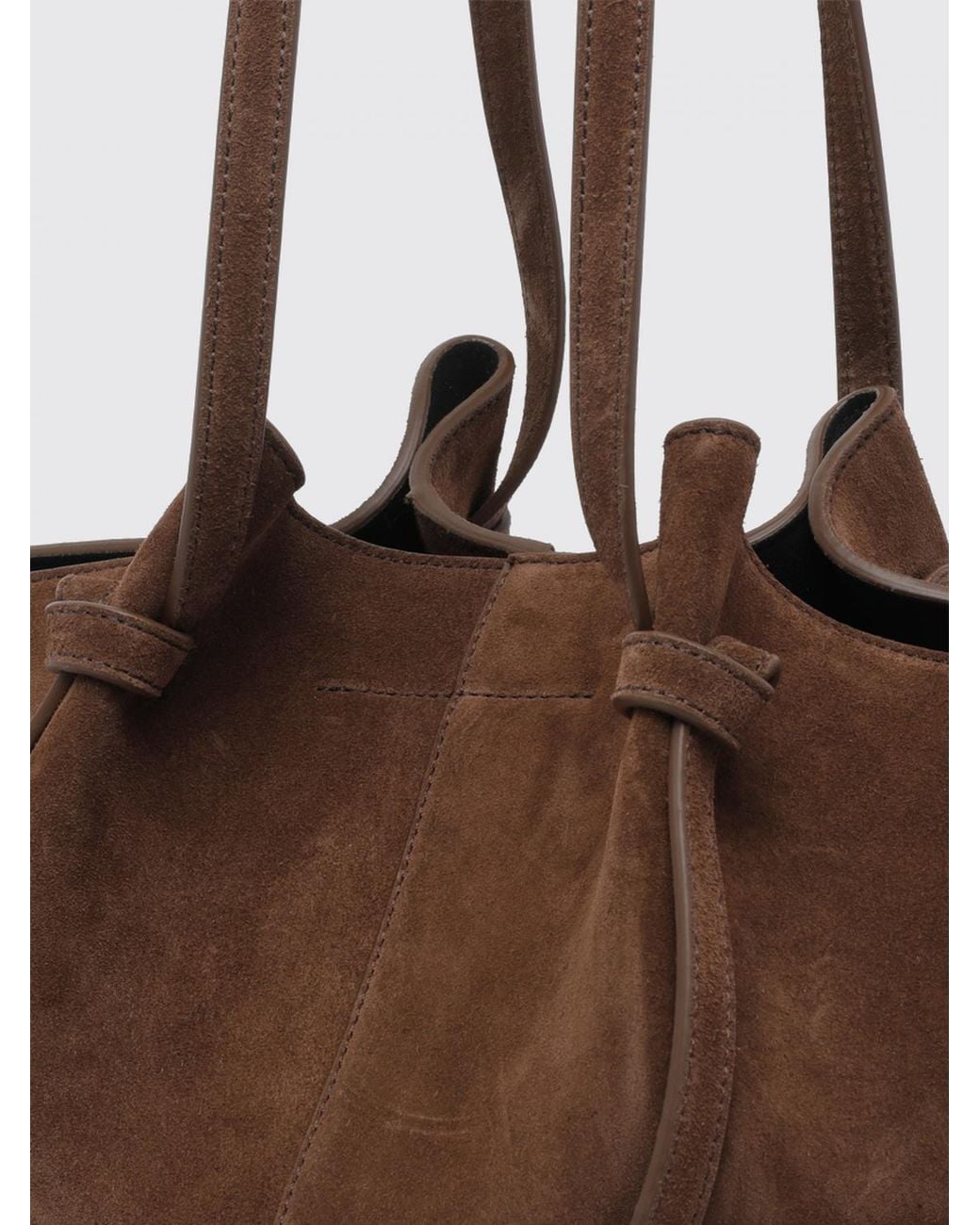 Yuzefi Brown Mochi Flared Suede Calfskin Leather Shoulder Bag