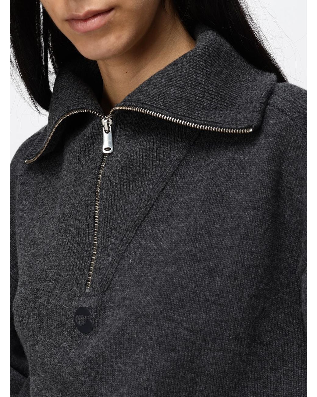 Coperni Black Wool And Cashmere Jumper With Sailor Collar And Zip