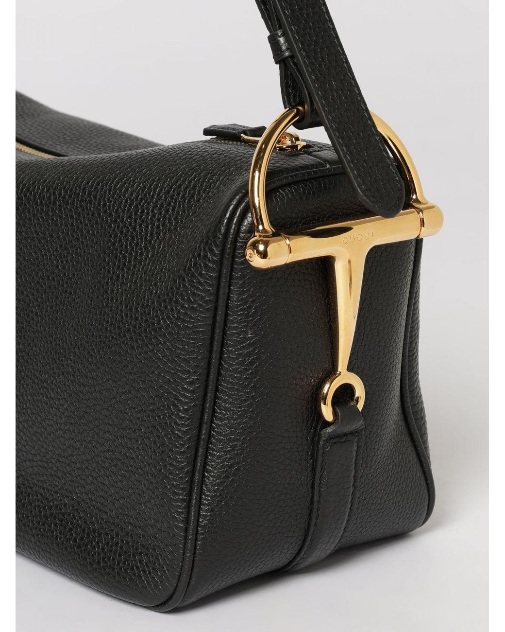 Gucci Black Half Horsebit Medium Shoulder Bag