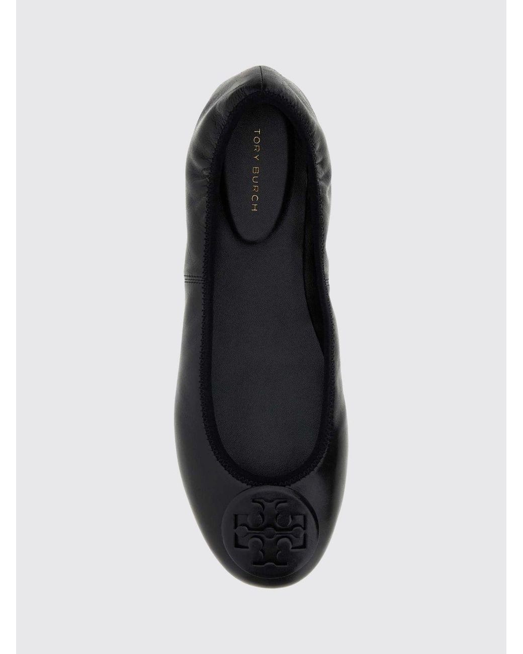 Tory Burch White Reva Smooth Leather Ballet Flats With Tone-On-Tone Double T Logo