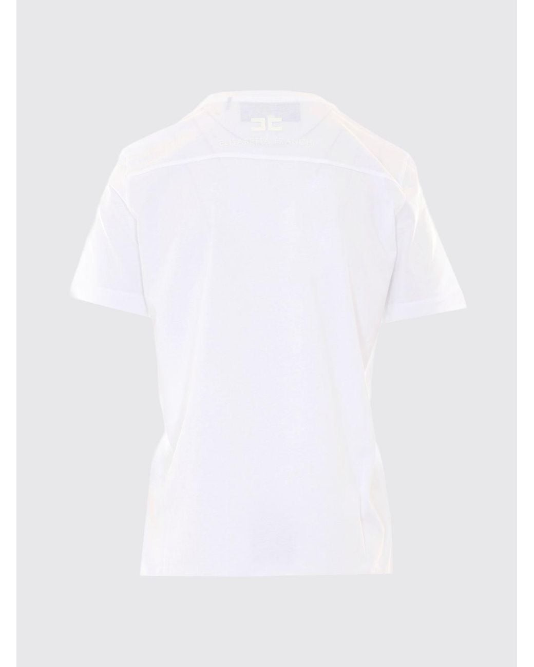 Elisabetta Franchi White Slim Fit Cotton T-Shirt With A Contrasting Graphic Print