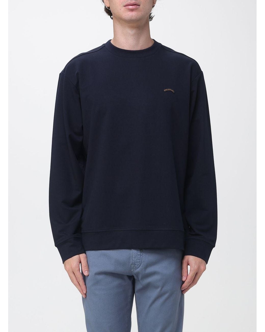 Paul & Shark Blue Paul &Amp Shark Cotton And Lyocell Blend Crewneck Sweatshirt By With Logo for men