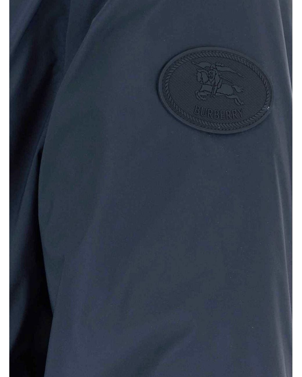 Burberry Blue Padded Nylon Shirt Jacket With Elasticated Cuffs for men
