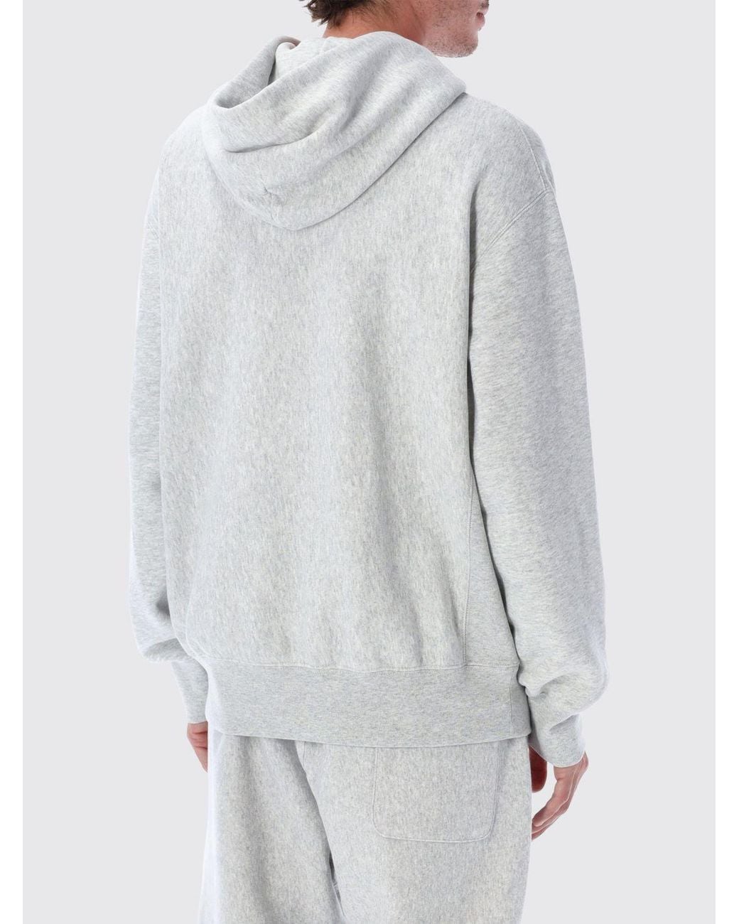 Champion Gray Oversized Cotton Hoodie With Contrast Logo for men