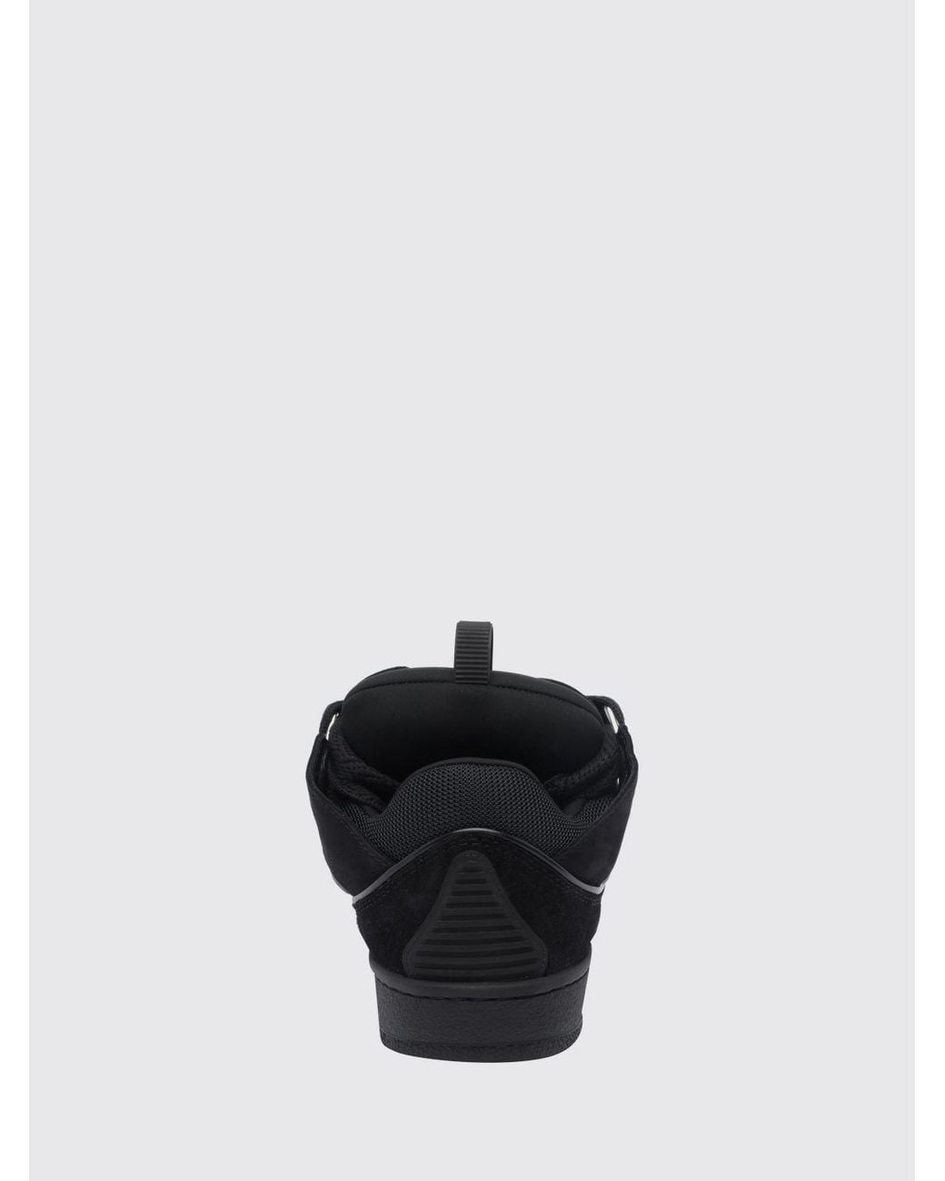 Lanvin Black Curb Nubuck And Mesh Trainers With Padded Ankle