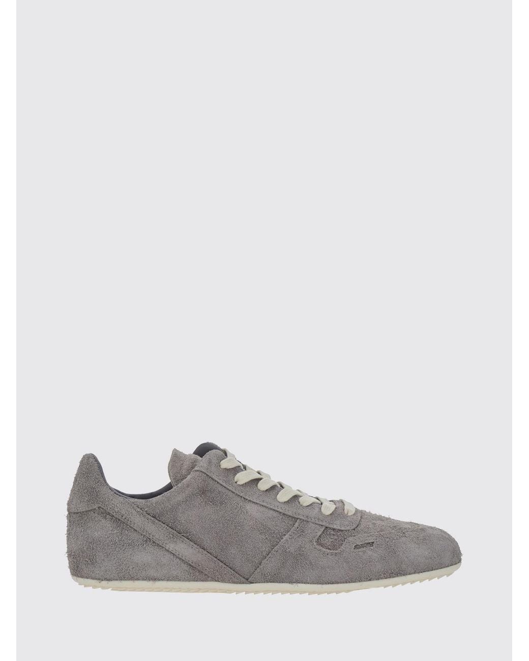 Rick Owens Gray Low-Top Suede Sneakers With Leather Interior for men