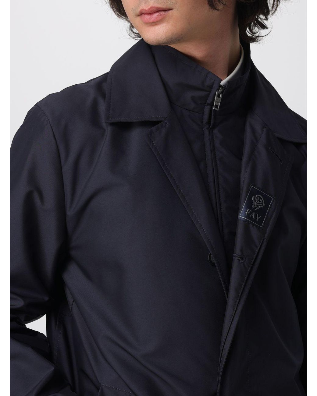 Fay Blue Morning Technical Poplin Coat for men