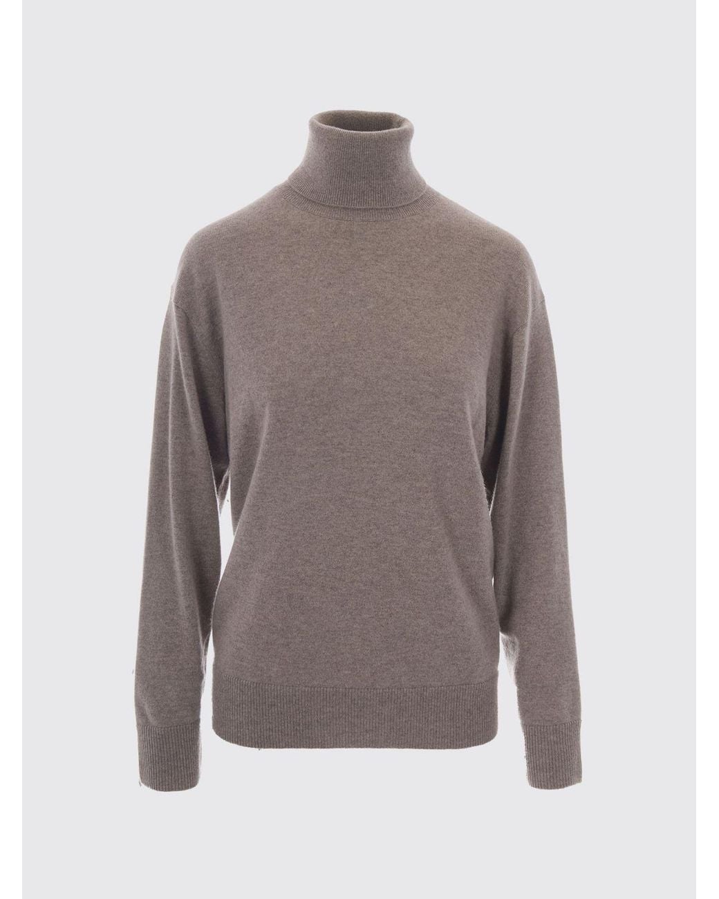 P.A.R.O.S.H. Gray 100% Cashmere Turtleneck Jumper P.A.R.O..H. With Fringes And Dropped Shoulders