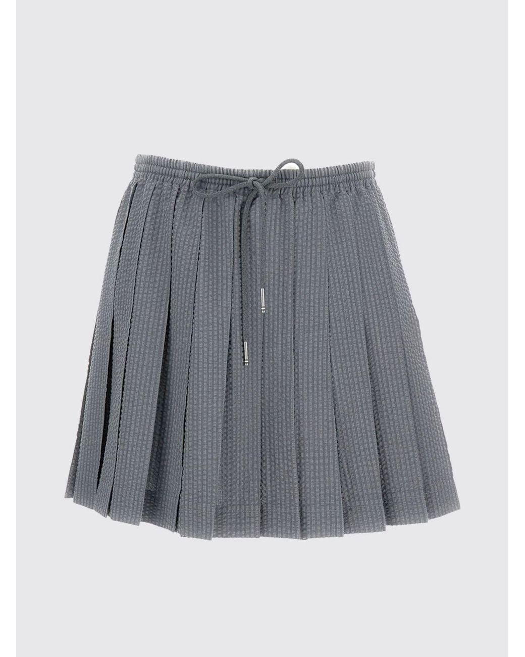 Thom Browne Gray Pleated Wool Skirt