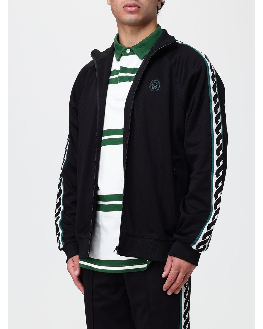 Drole de Monsieur Black Relaxed-Fit Zip-Up Sweatshirt With Embroidered Logo for men