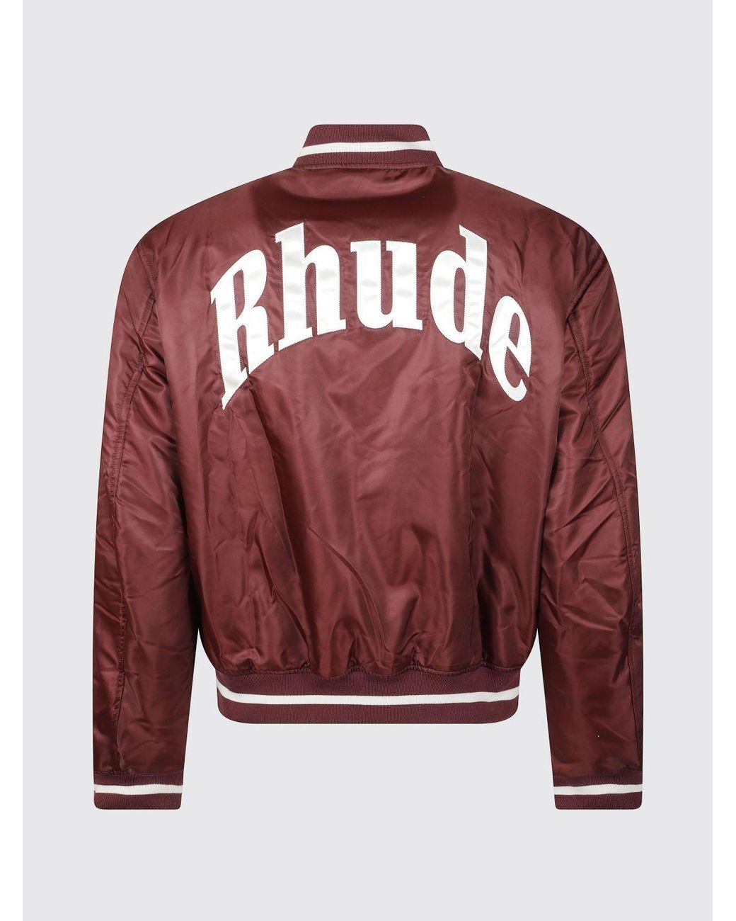 Rhude Red Water-Repellent Nylon Bomber Jacket With Contrast Piping for men