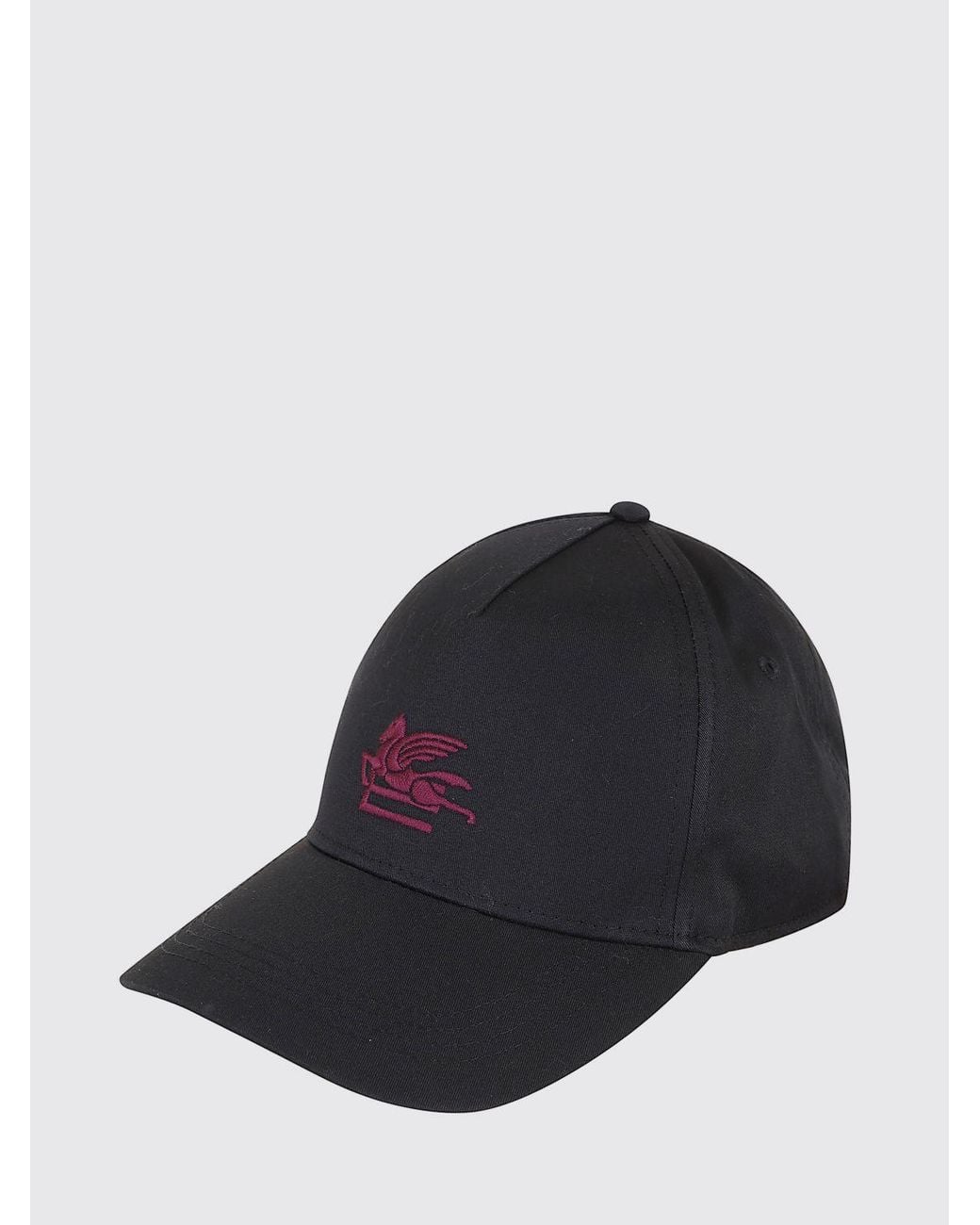 Etro Black Cotton Twill Baseball Cap With Embroidered Pegaso Logo for men