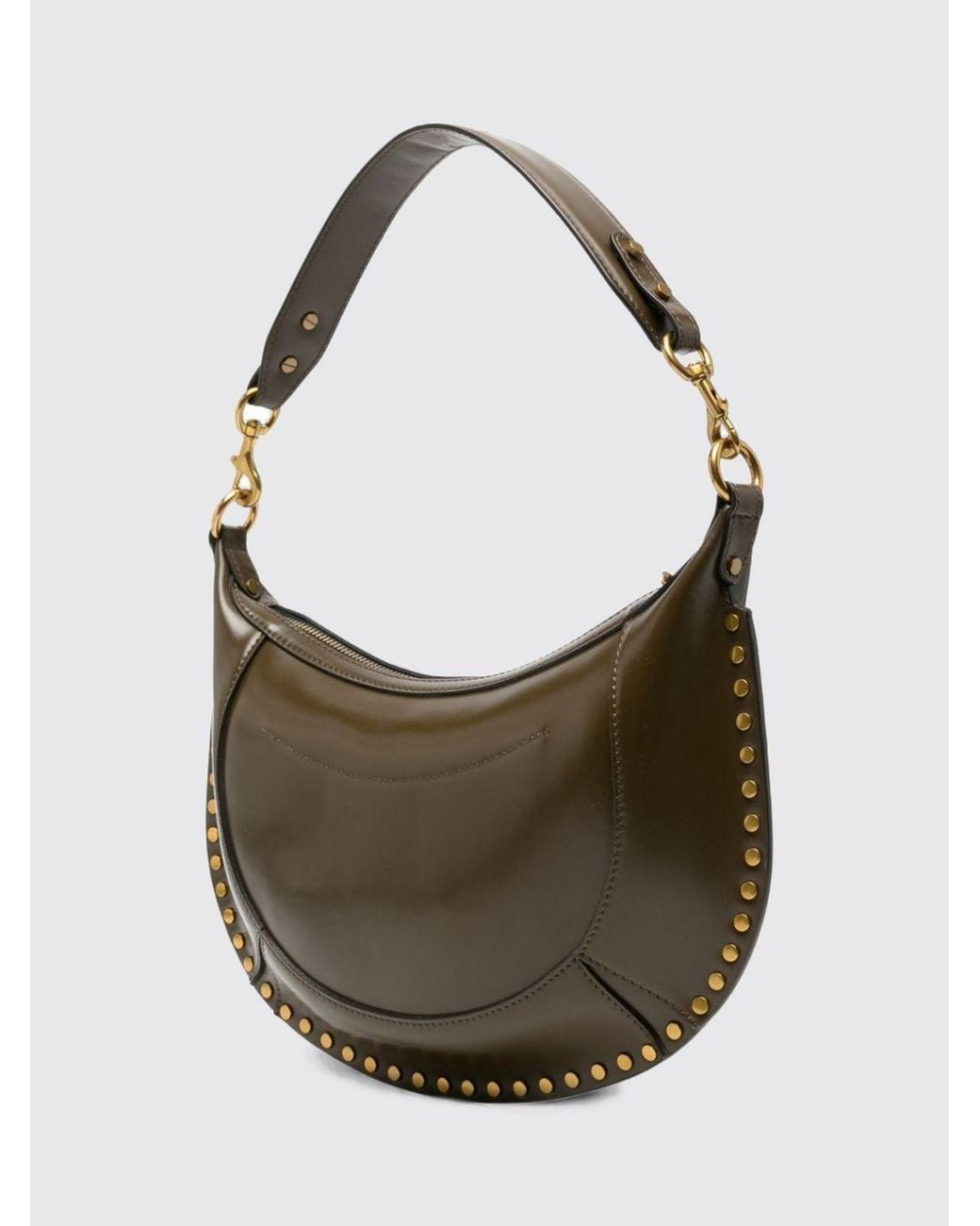 Isabel Marant Gray Naoko Calfskin Leather Hobo Bag With Studs