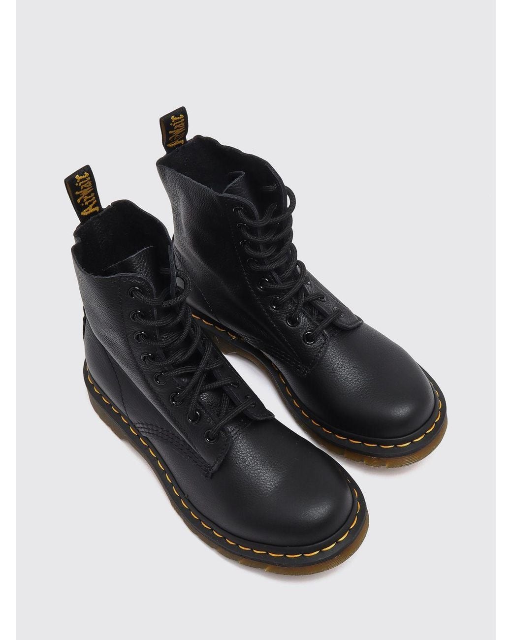 Dr. Martens Black 1460 Pascal Virginia Leather Combat Boots With Welted Sole