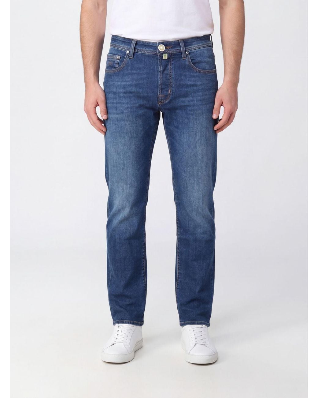Jacob Cohen Blue Mid-Rise Straight-Leg Cotton Denim Jeans for men