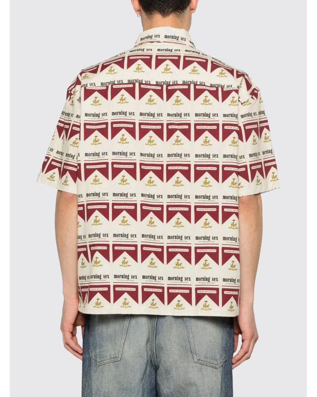 Carne Bollente Red Printed Stretch Cotton Casual Shirt for men