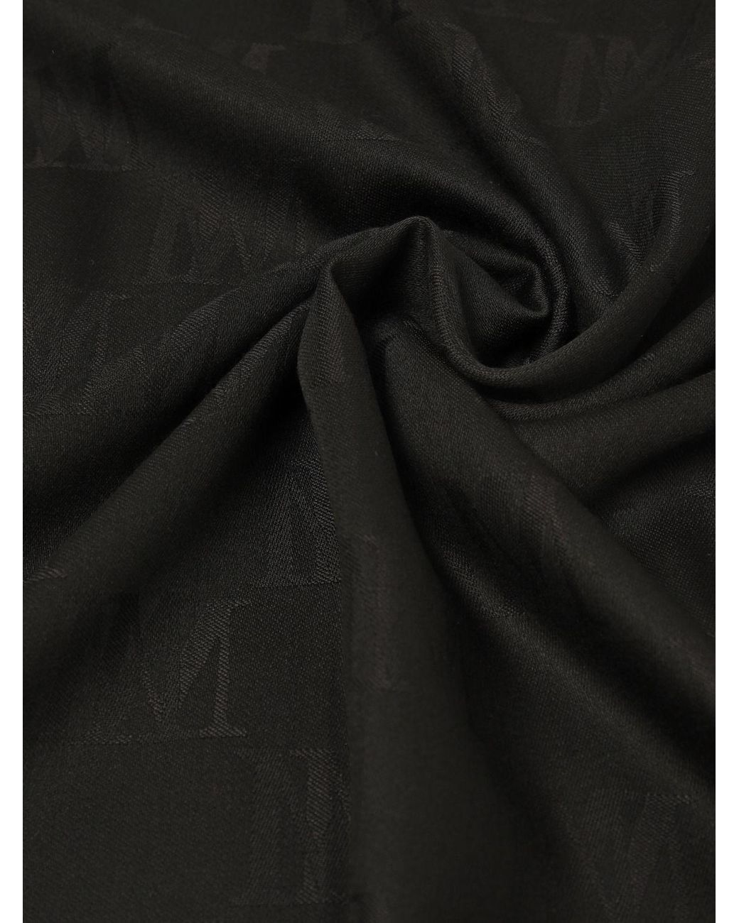 Max Mara Black Jacquard Monogram Wool And Silk Stole With Fringes