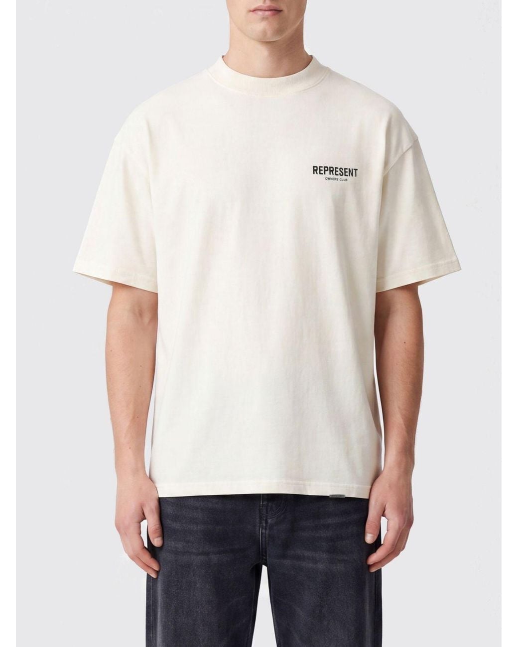 Represent White Cotton T-Shirt With Logo Print for men