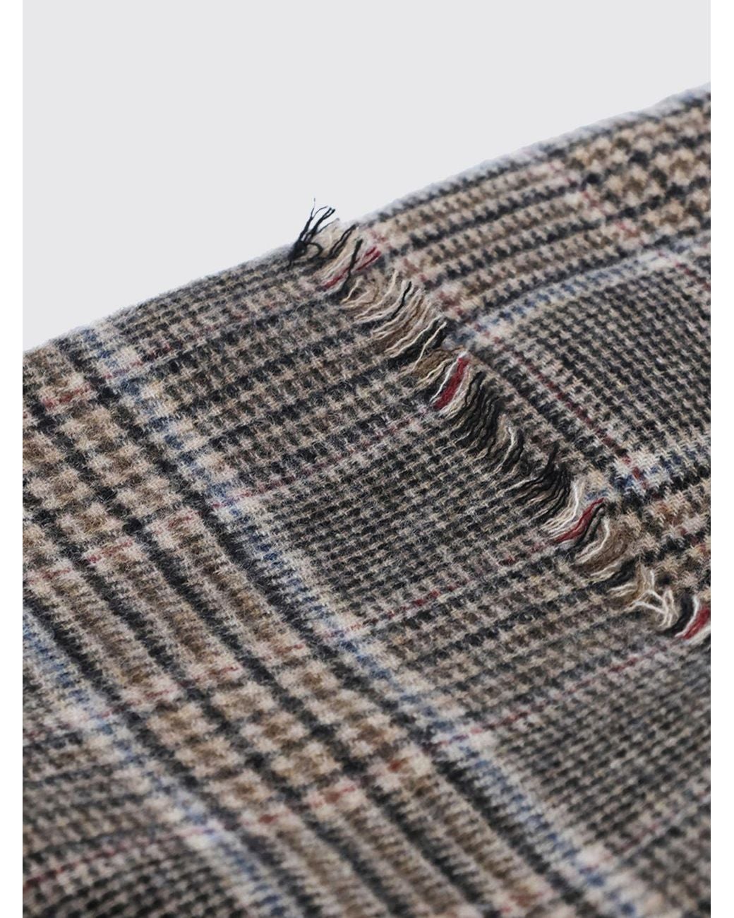 Brunello Cucinelli Gray Fringed Prince Of Wales Check Scarf