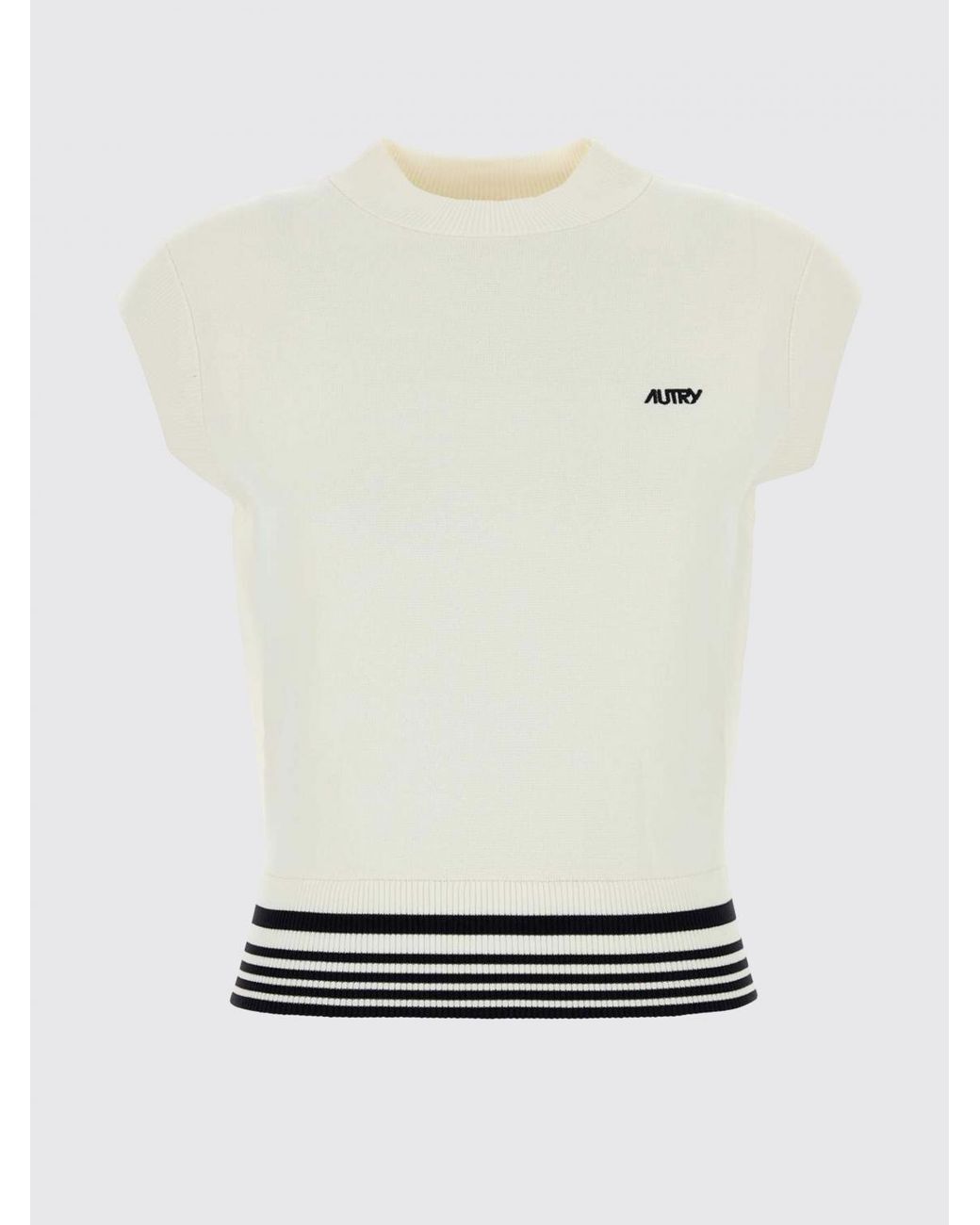 Autry Blue Stretch Viscose Top With Logo