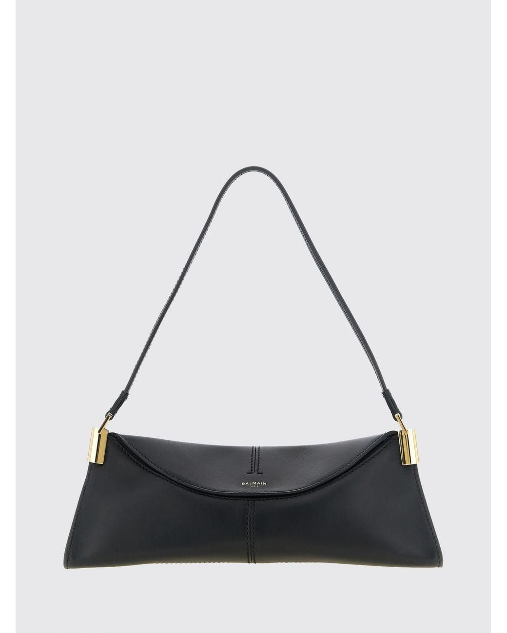 Balmain Black 64-83 Smooth Calfskin Leather Shoulder Bag With Flap Closure