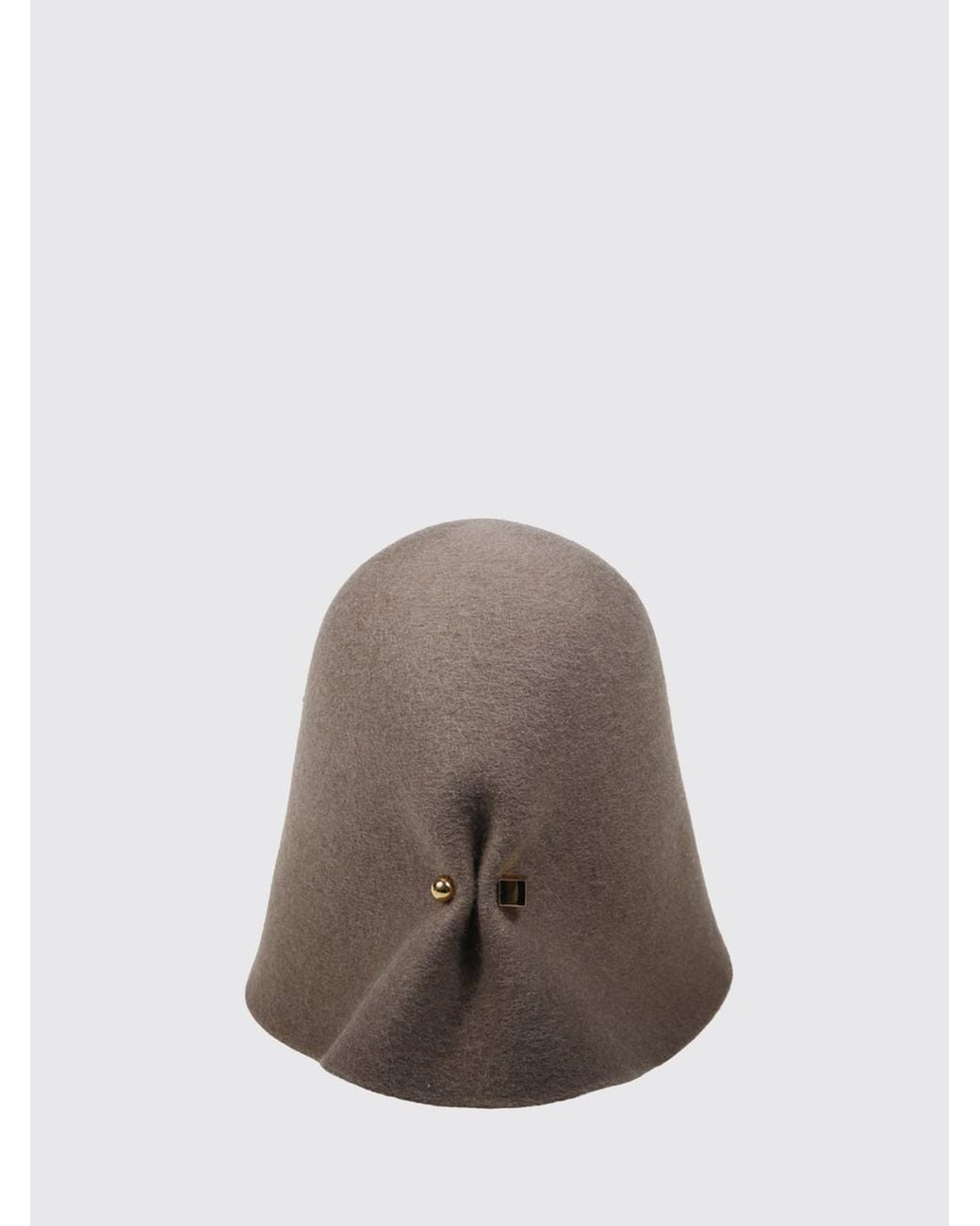 Jacquemus Brown Merino Wool Cloche Hat With Piercing Detail