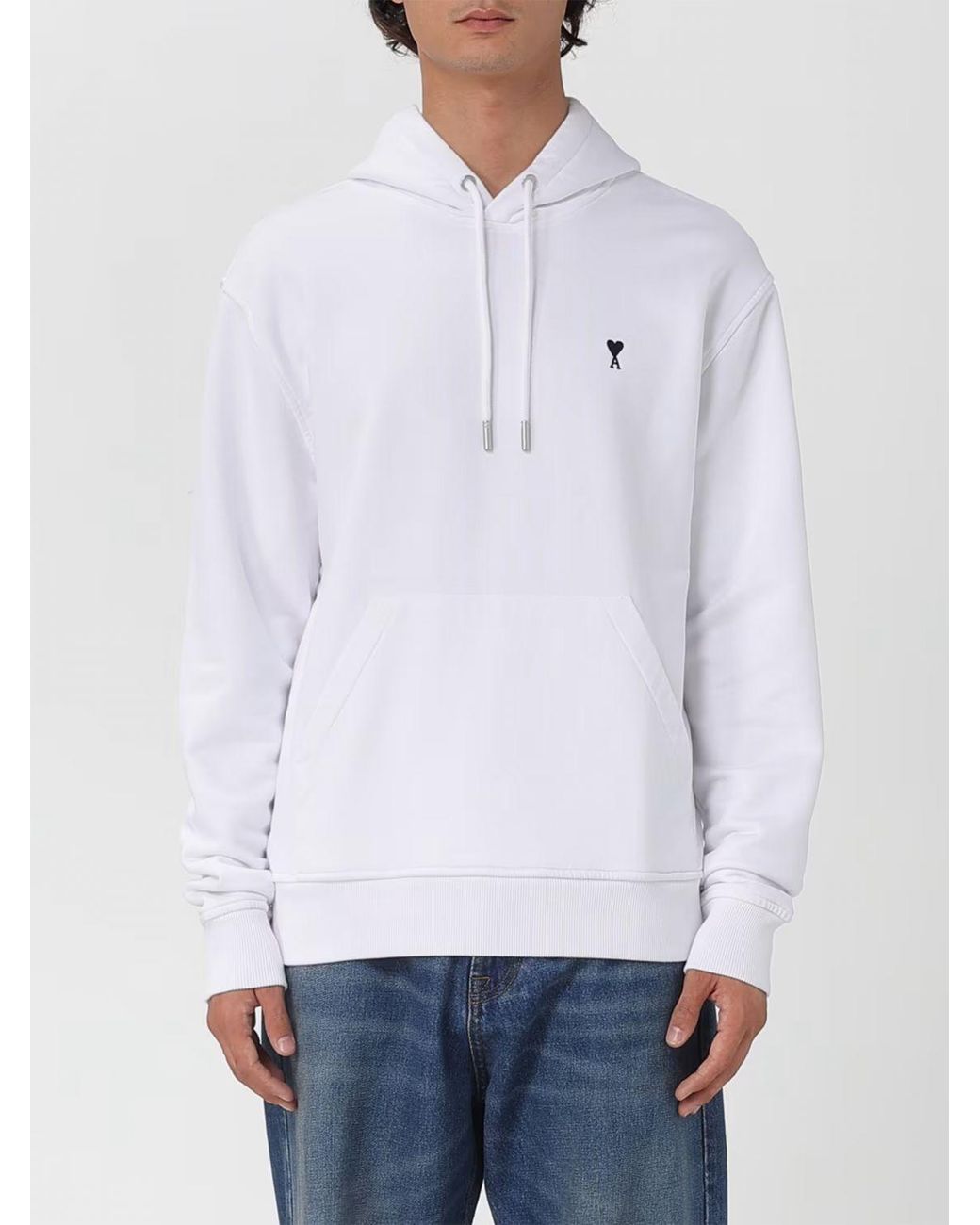 Sweat À Capuche En Coton Avec Logo AMI pour homme en coloris White