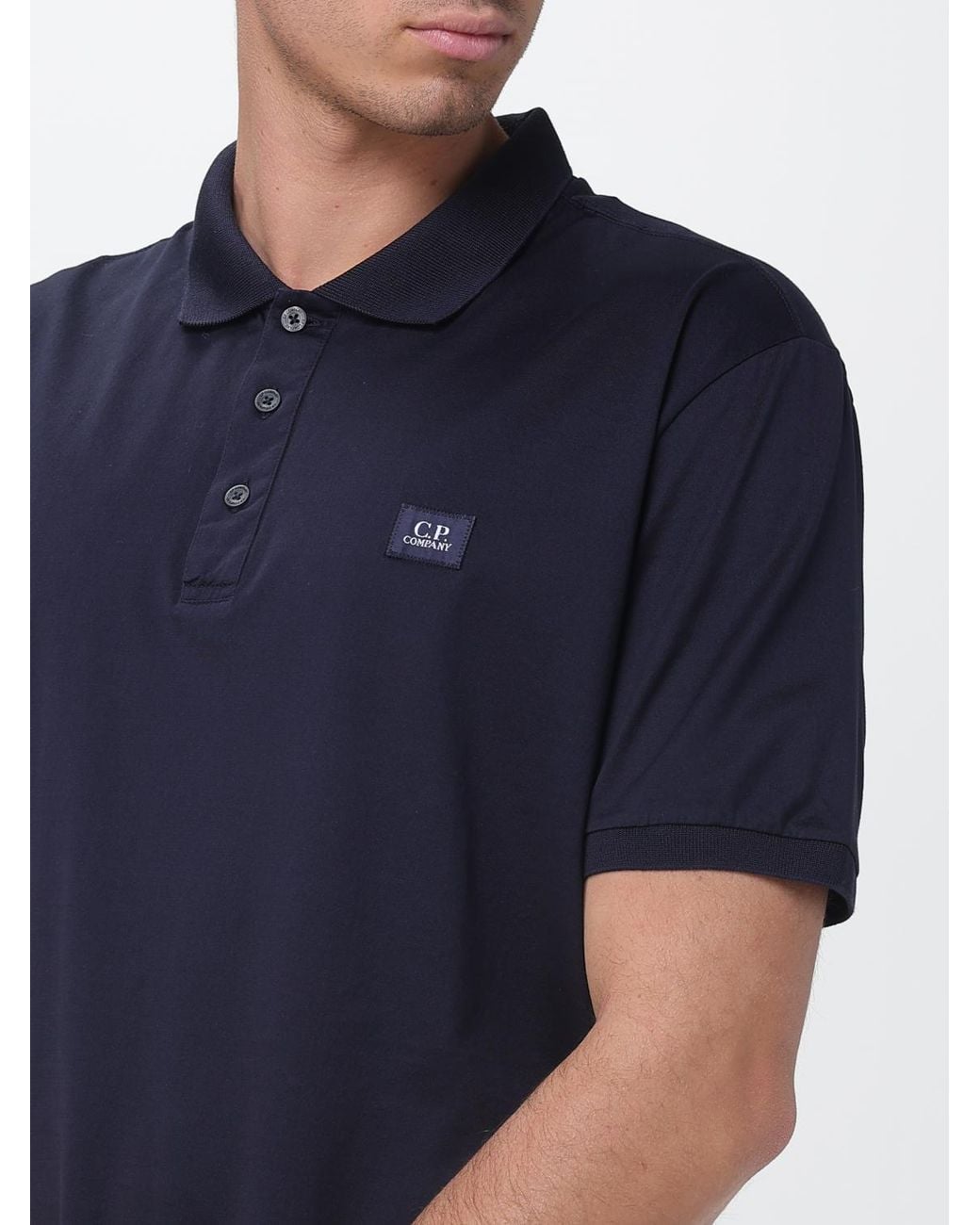 C P Company Blue Cotton Polo Shirt for men