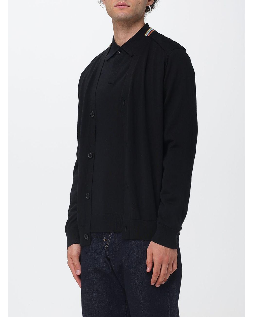 Paul Smith Blue V-Neck Pure Merino Wool Cardigan for men