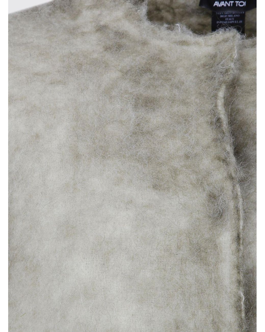 Avant Toi Green Short Alpaca Wool-Blend Coat With Crew Neck And Patch Pockets