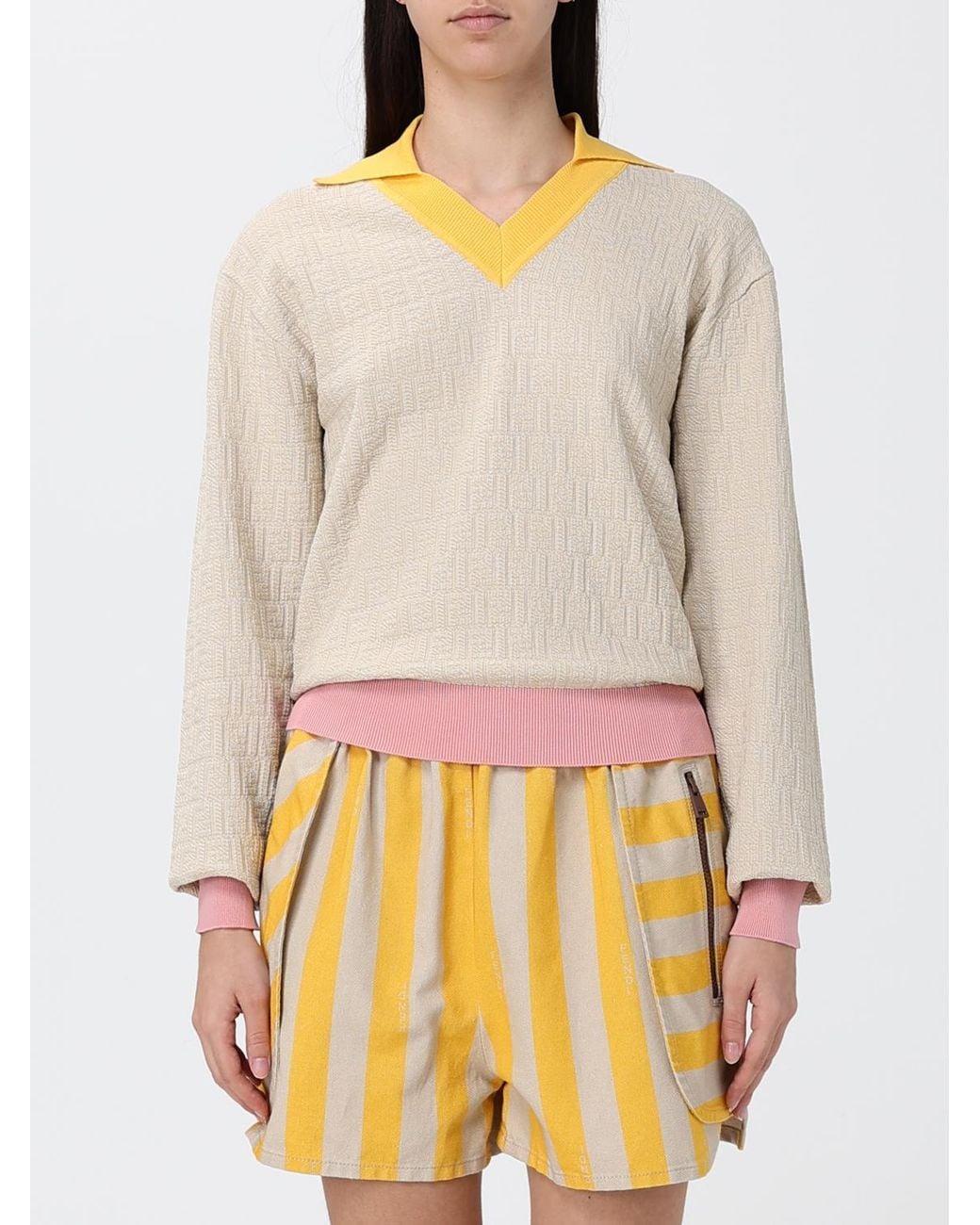 Fendi White Striped Cotton Shorts