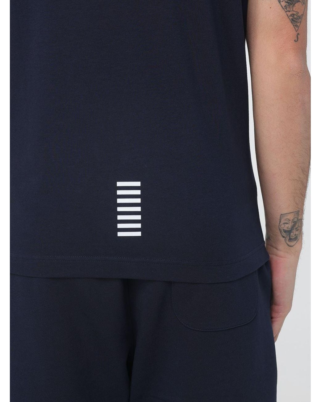 EA7 Blue Cotton Polo Shirt With Logo for men