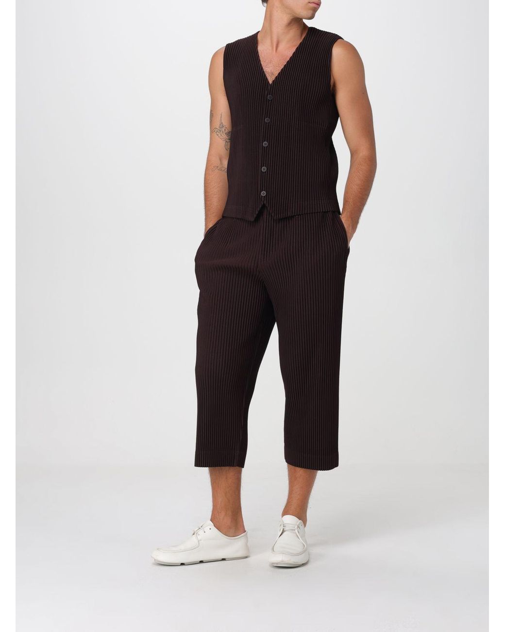 Homme Plissé Issey Miyake Black Button-Front Pleated Waistcoat Homme Plissé Issey Miyake for men