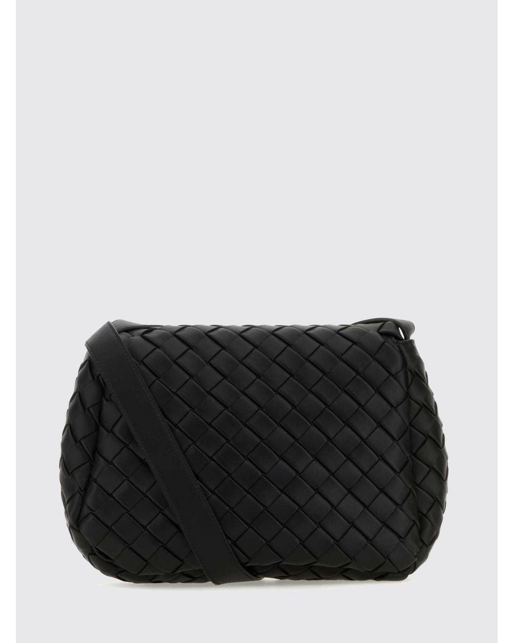 Bottega Veneta Black Intrecciato Woven Calfskin Leather Crossbody Bag for men