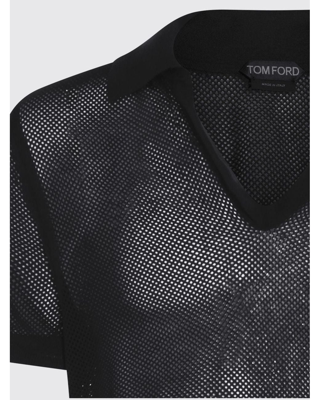 Tom Ford Black Cotton And Silk Polo Shirt for men