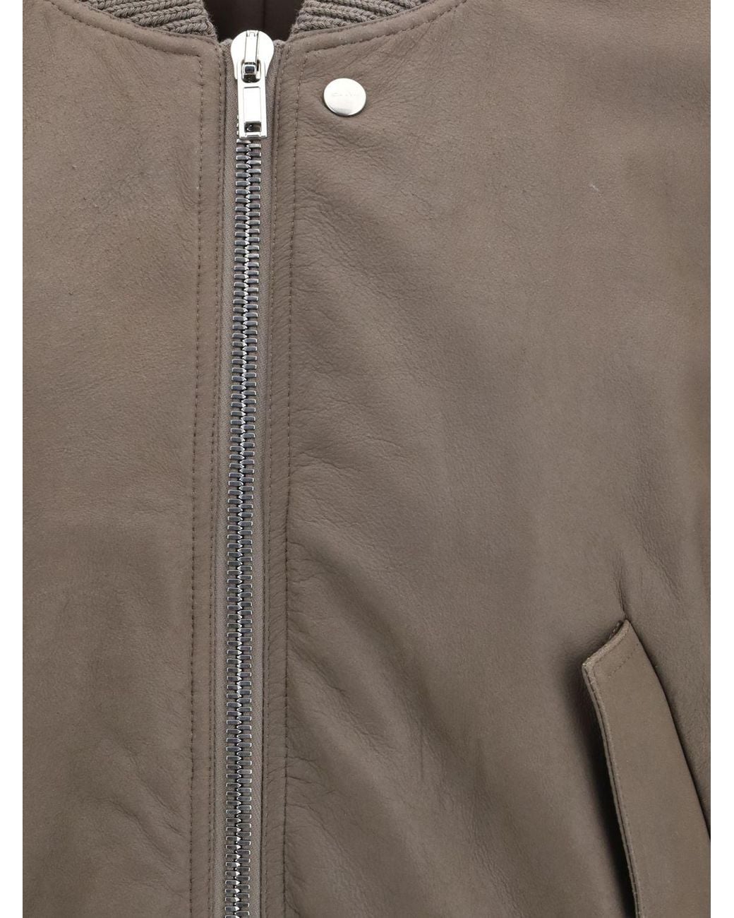 Rick Owens Gray Leather Bomber Jacket for men
