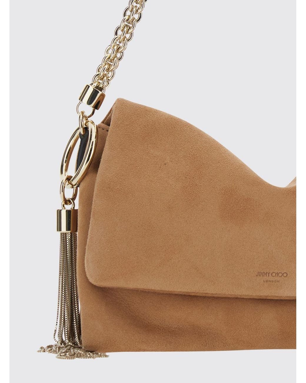 Jimmy Choo Natural Callie Flap Suede Shoulder Bag With Metallic Tassels