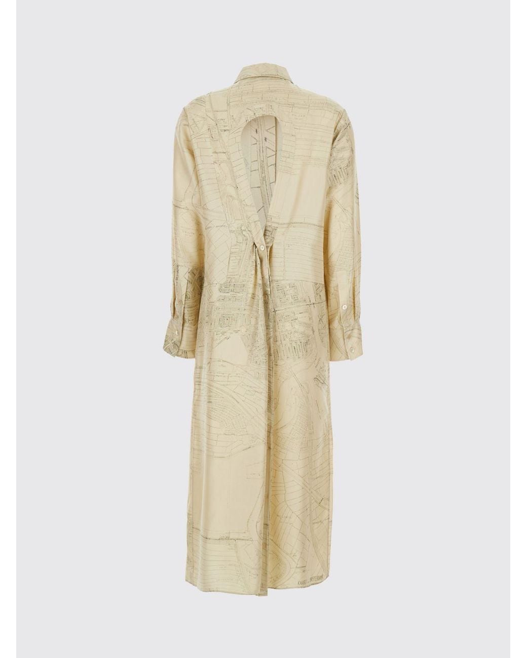 Rohe Natural Midi Silk Chemisier Dress With A Graphic Print And Long Sleeves
