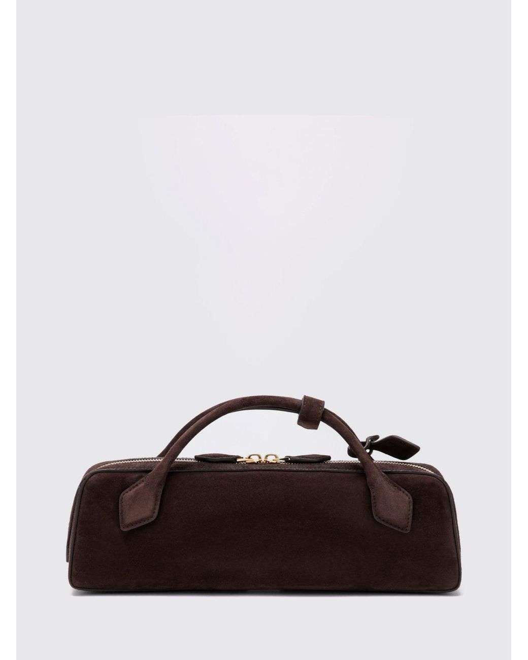 Alaïa Brown Le Teckel Suede Sheepskin Handbag With Logo Charm