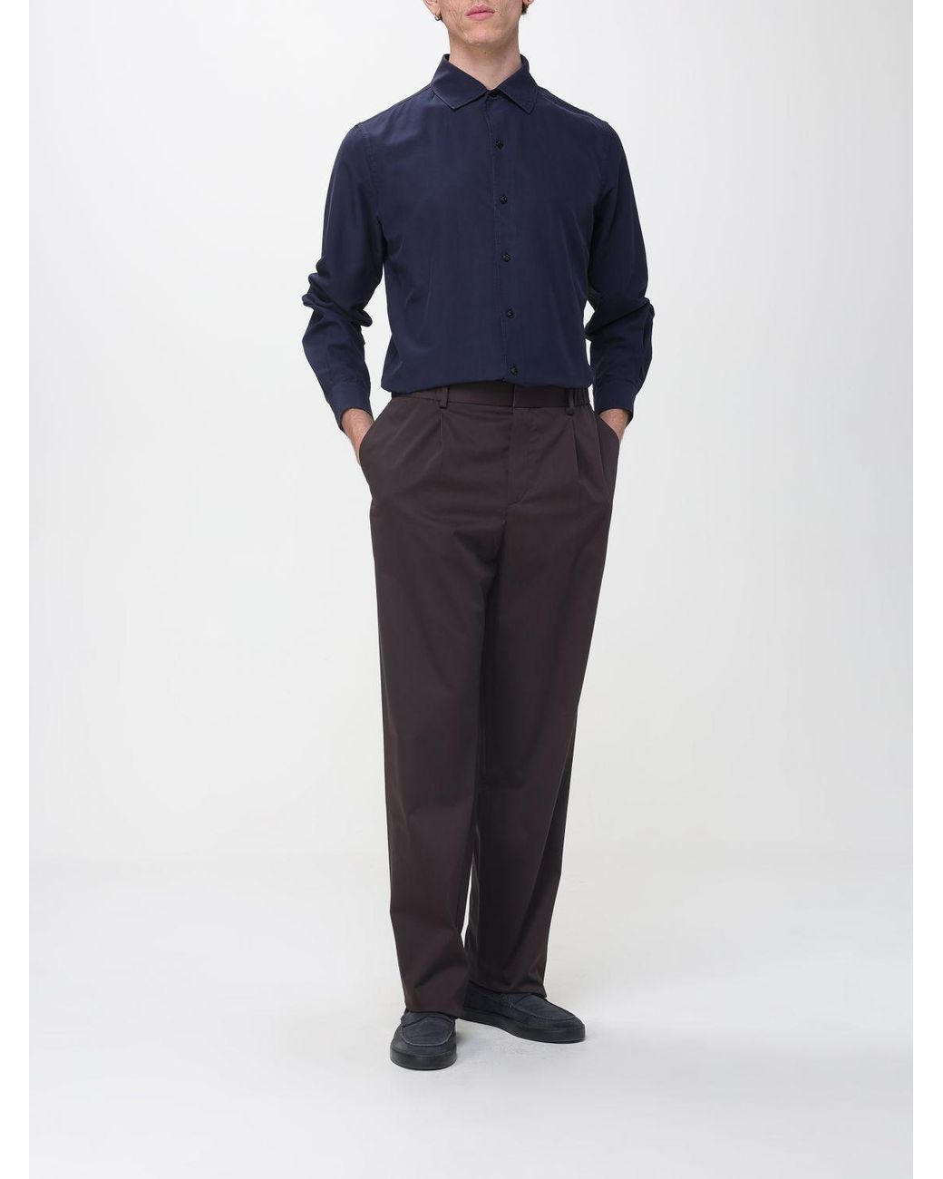 Agnona Blue Classic Cotton And Silk Blend Shirt for men