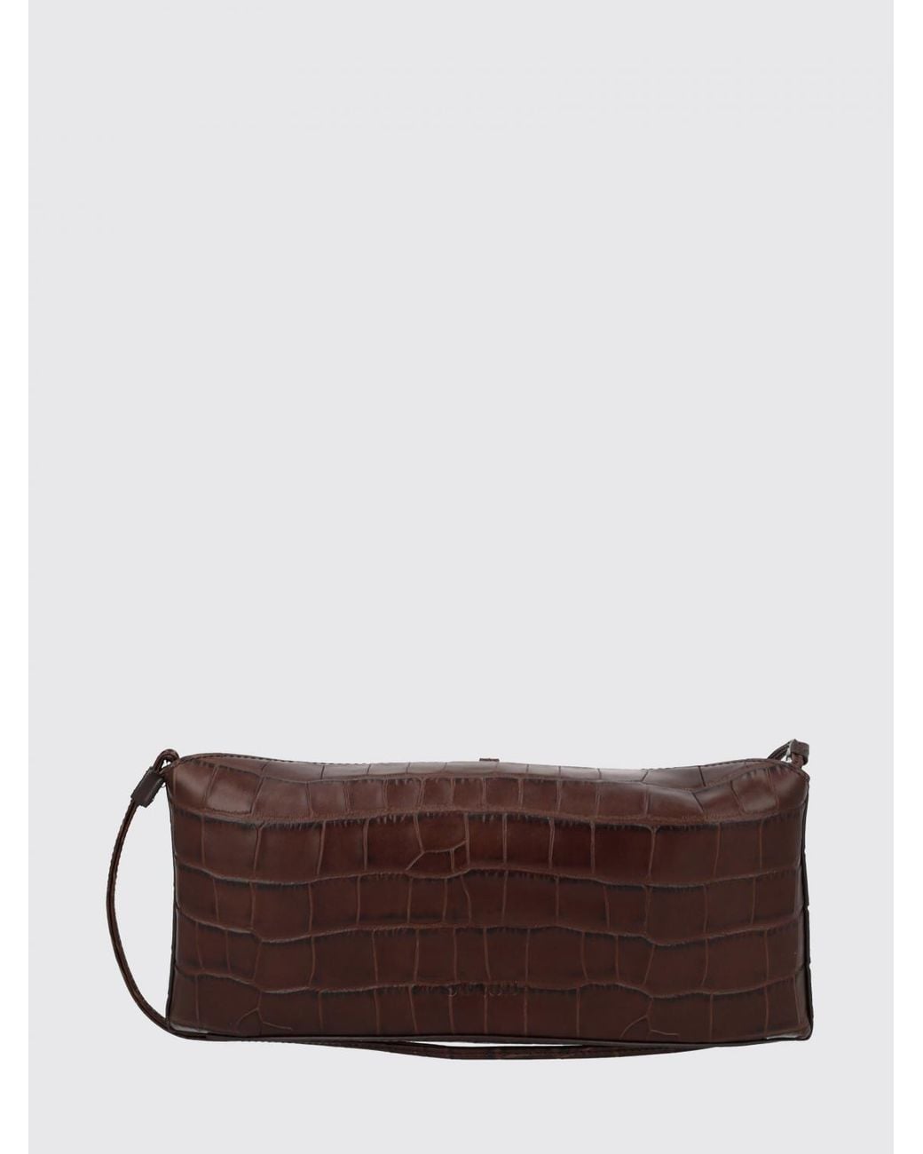 Staud Brown Croc-Embossed Calfskin Crossbody Bag With Flap