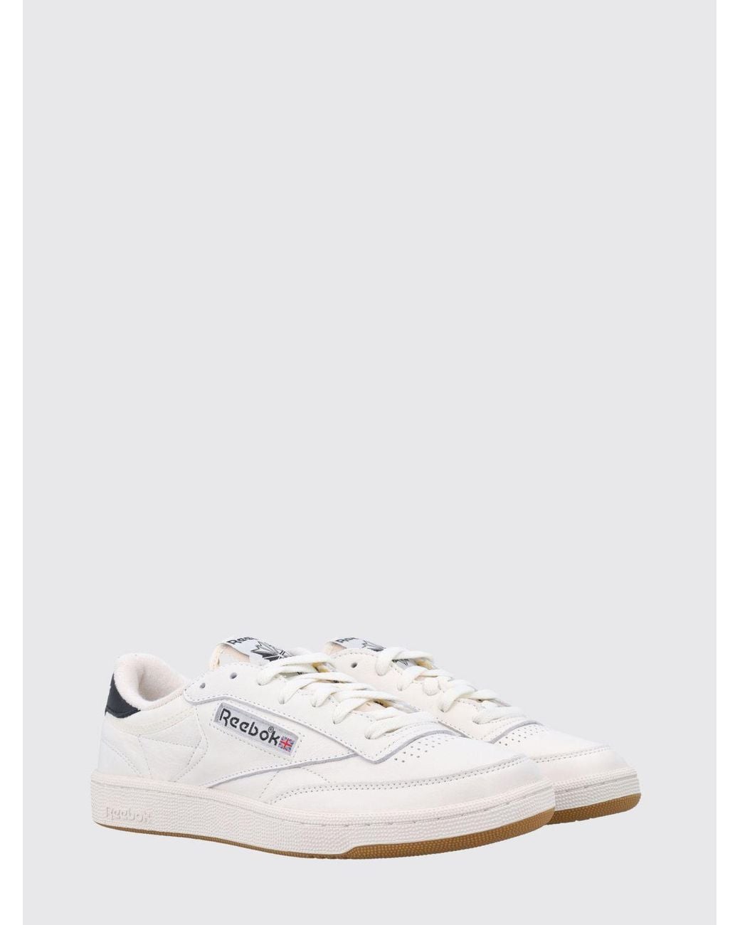 Reebok White Club C 85 Vintage Leather Sneakers With Contrast Logo And Rubber Sole for men