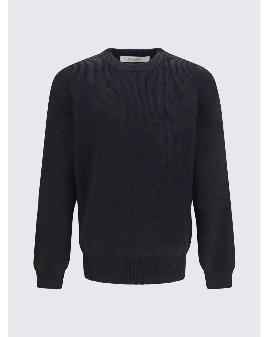 Golden Goose Deluxe Brand Blue Crewneck Cotton-Blend Jumper With Ribbed Trims And Logo for men