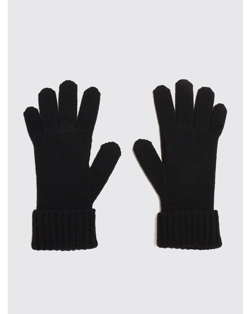 Gucci Black Gg Monogram Wool-Blend Gloves With Ribbed Cuffs