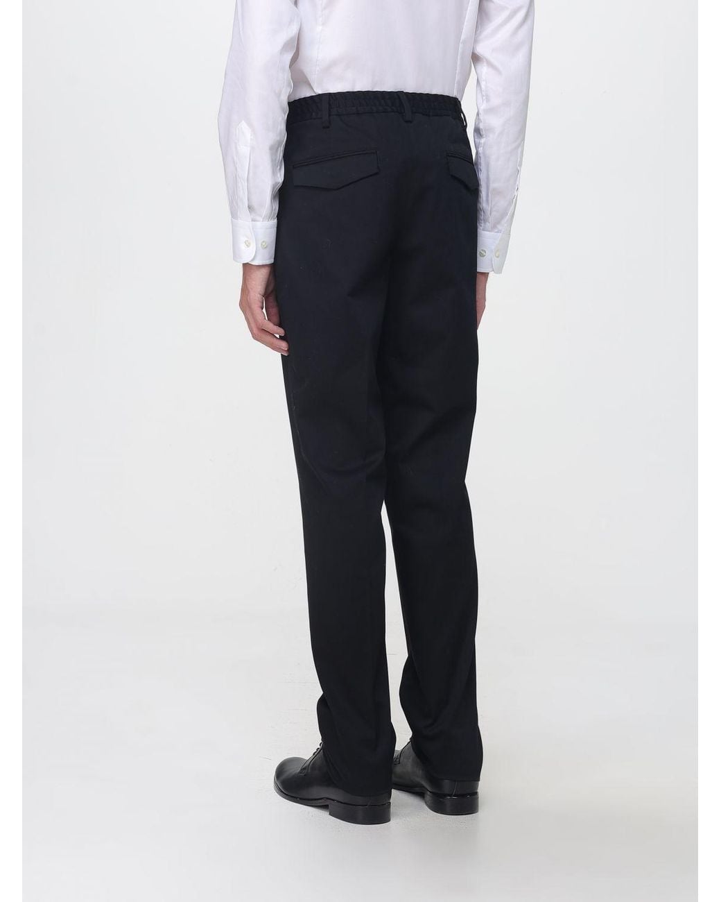 Lardini Blue Slim Fit Gabardine Trousers With Off-Centre Closure for men