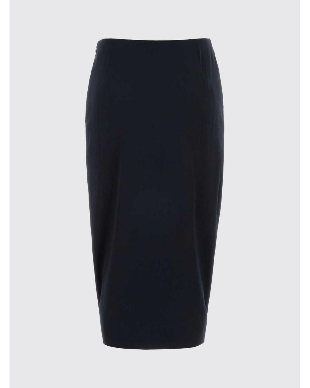 Valentino Black High-Waisted Satin Pencil Midi Skirt With Curved Hem