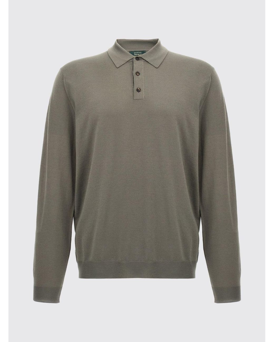 Polo Básico De Mezcla De Lana Zanone de hombre de color Gray