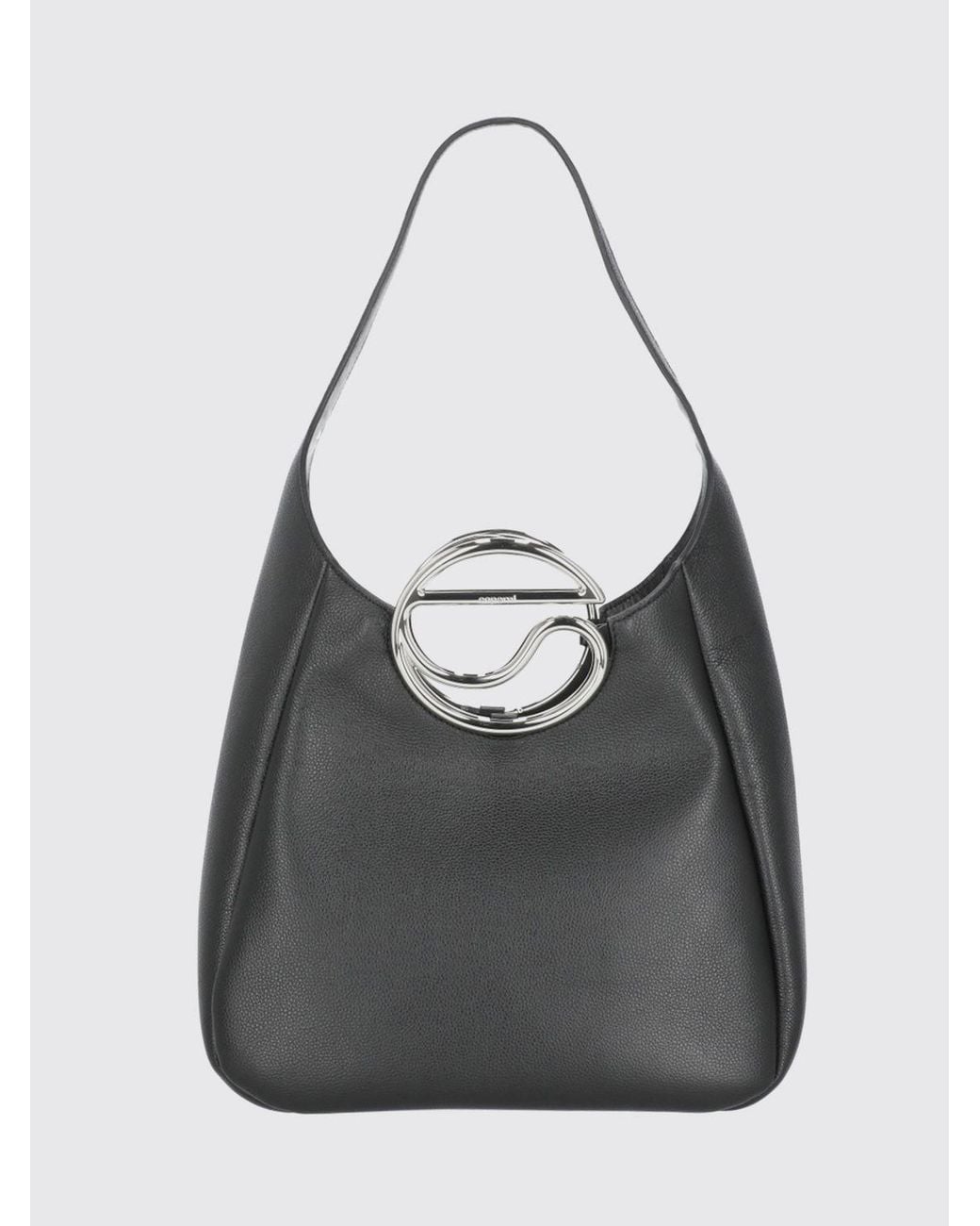 Coperni Gray Calf Leather Hobo Bag With Rigid Metal Handle