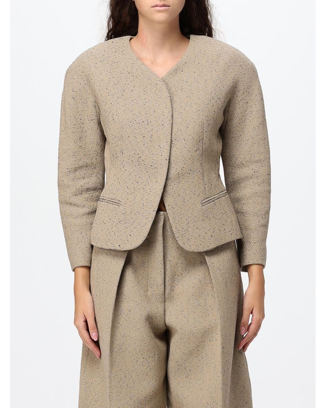 Jacquemus Natural Cropped Single-Breasted Wool And Cotton-Blend Blazer