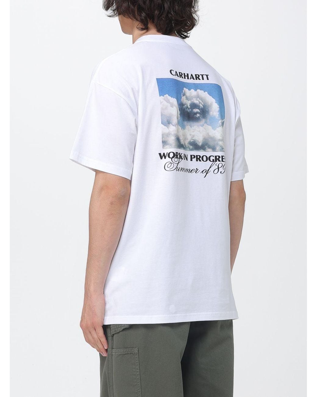 Carhartt White Graphic Print Organic Cotton T-Shirt With Contrast Logo for men